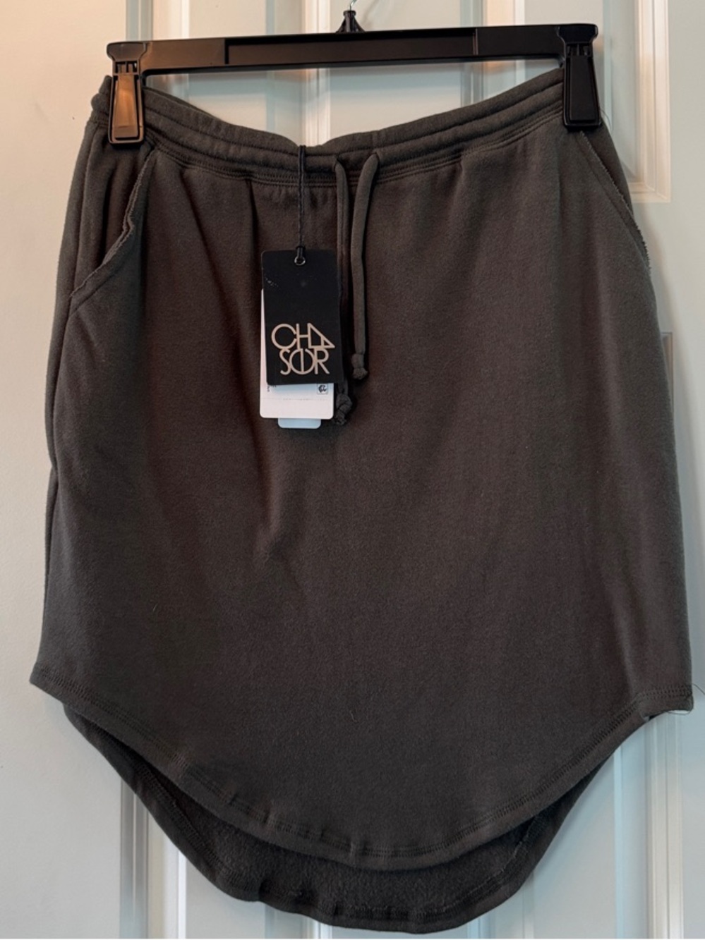 Chaser Safari Green High-Low Drawstring Skirt